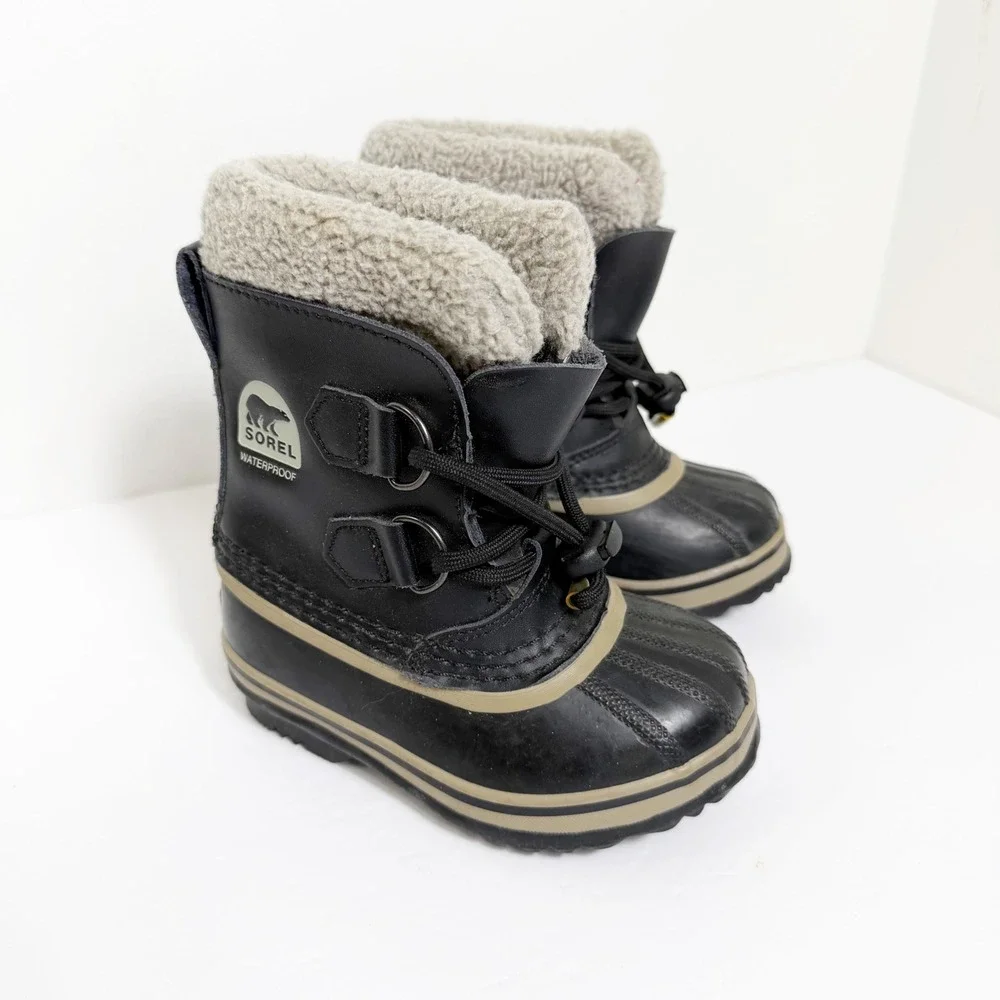Sorel Yoot Pac TP Snow Boots Kids Size 9 Black Waterproof Insulated Winter Shoes